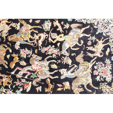 Tappeto Ghom seta Persia grigio 58x98