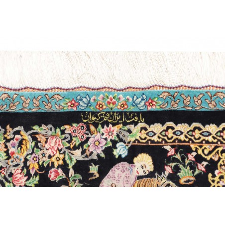 Tappeto Ghom seta Persia grigio 58x98