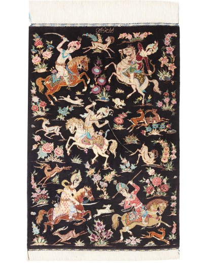 Tappeto Ghom seta Persia giallo bianco 60x88