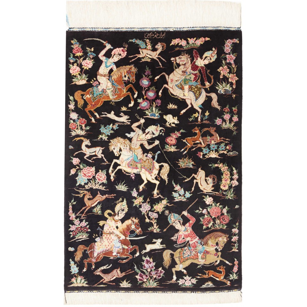 Tappeto Ghom seta Persia giallo bianco 60x88