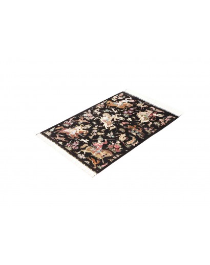 Tappeto Ghom seta Persia giallo bianco 60x88