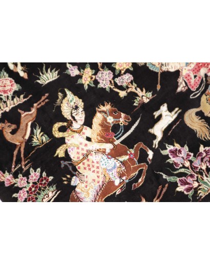 Tappeto Ghom seta Persia giallo bianco 60x88