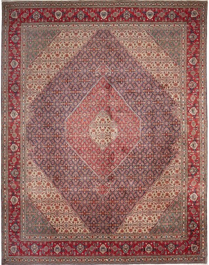 Tappeto Tabriz 40 Raj Persia azzurro grigio 308x397