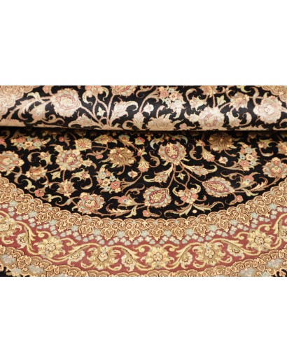 Tappeto Ghom seta Persia marrone beige 98x98