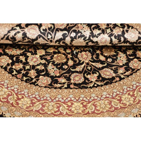 Tappeto Ghom seta Persia marrone beige 98x98