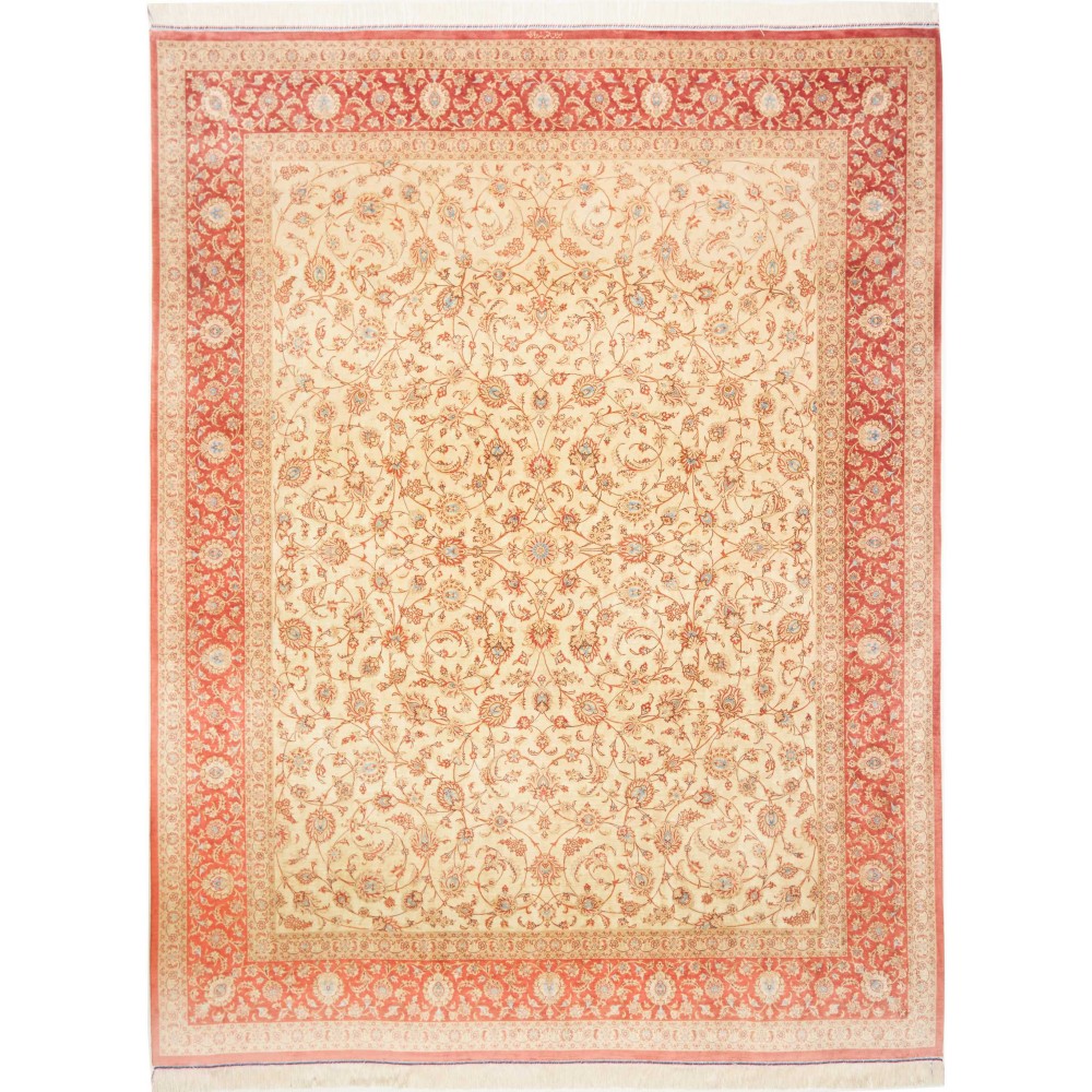 Tappeto Ghom seta Persia marrone rosso 191x248