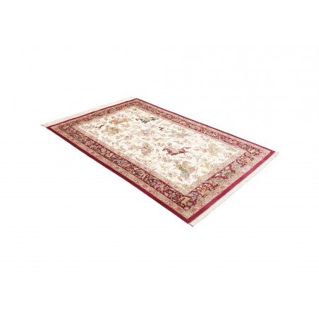 Tappeto Ghom seta Persia beige marrone 133x208