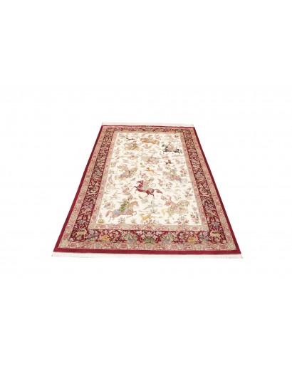 Tappeto Ghom seta Persia beige marrone 133x208