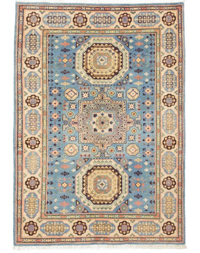 Tappeto Kazak Afghanistan azzurro grigio 123x173