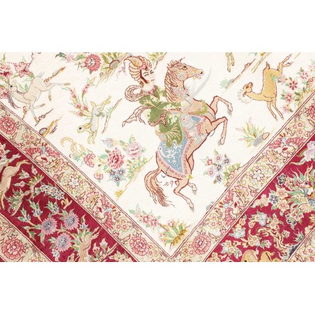 Tappeto Ghom seta Persia beige marrone 133x208