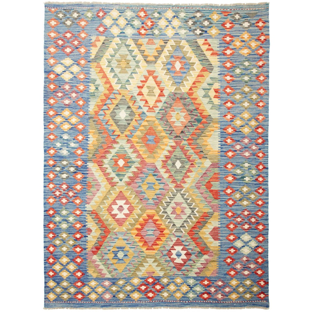 Tappeto Kilim Afghanistan marrone blu 175x237