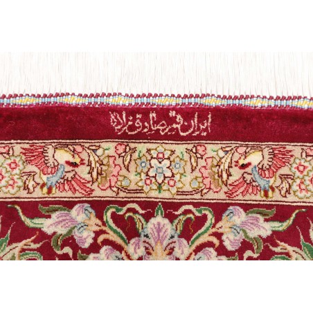 Tappeto Ghom seta Persia beige marrone 133x208