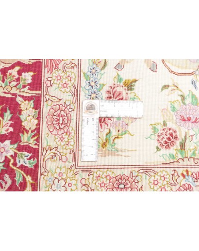 Tappeto Ghom seta Persia beige marrone 133x208