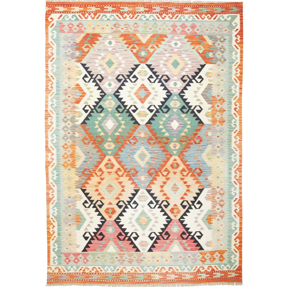 Tappeto Kilim Afghanistan bianco arancione 170x247