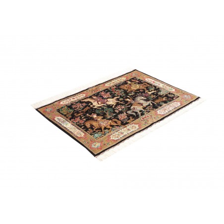 Tappeto Ghom seta Persia marrone 80x115