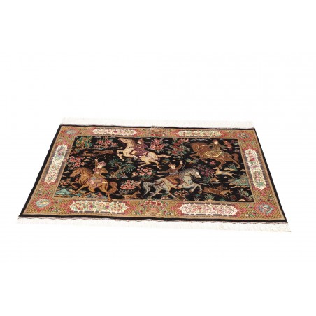 Tappeto Ghom seta Persia marrone 80x115