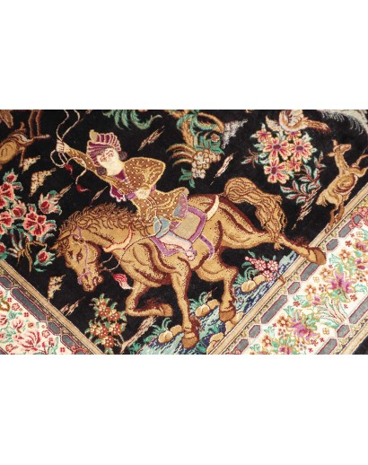 Tappeto Ghom seta Persia marrone 80x115