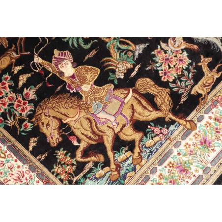 Tappeto Ghom seta Persia marrone 80x115