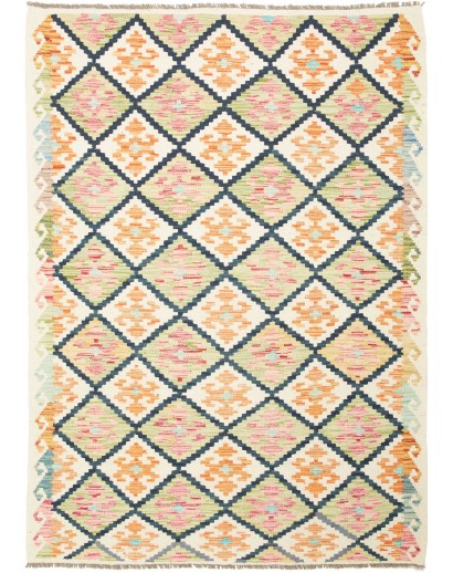 Tappeto Kilim Afghanistan giallo grigio 128x180