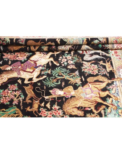 Tappeto Ghom seta Persia marrone 80x115