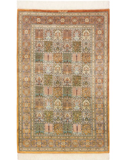 Tappeto Ghom seta Persia marrone beige 97x152