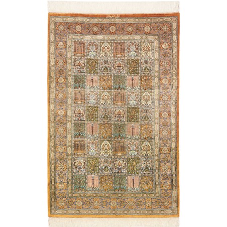 Tappeto Ghom seta Persia marrone beige 97x152