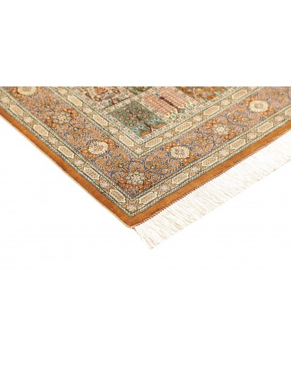 Tappeto Ghom seta Persia marrone beige 97x152