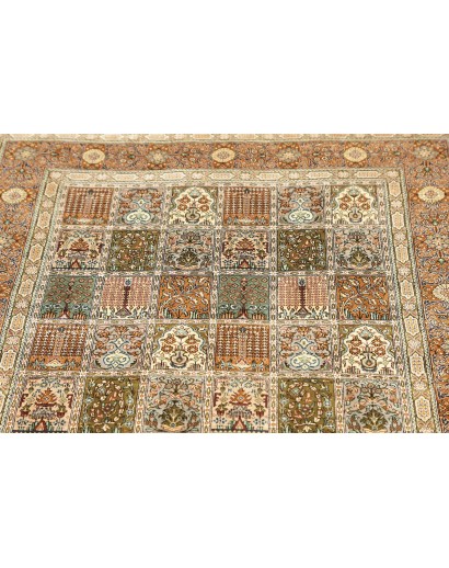 Tappeto Ghom seta Persia marrone beige 97x152