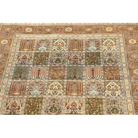 Tappeto Ghom seta Persia marrone beige 97x152