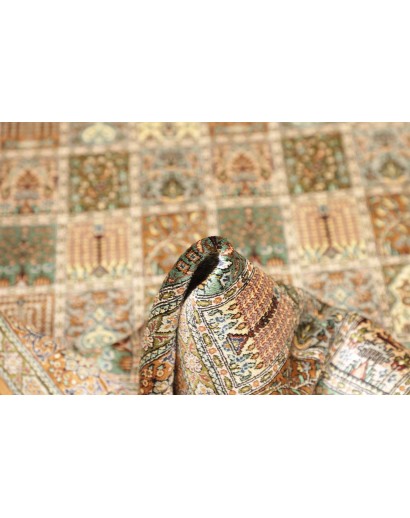Tappeto Ghom seta Persia marrone beige 97x152