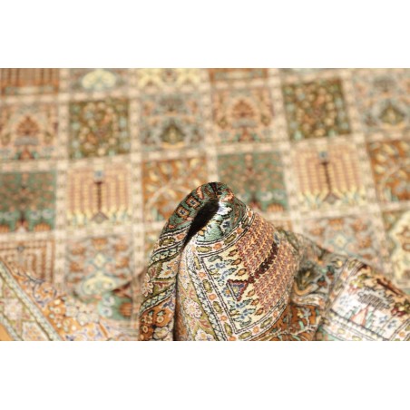 Tappeto Ghom seta Persia marrone beige 97x152