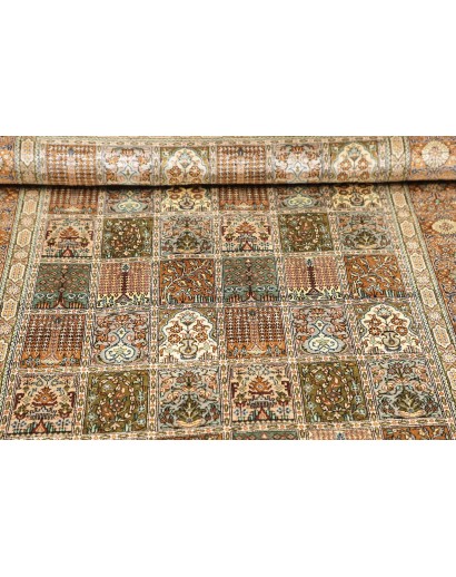 Tappeto Ghom seta Persia marrone beige 97x152