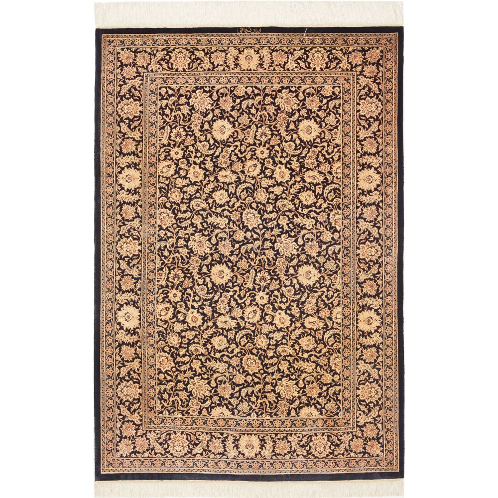 Tappeto Ghom seta Persia grigio 100x151