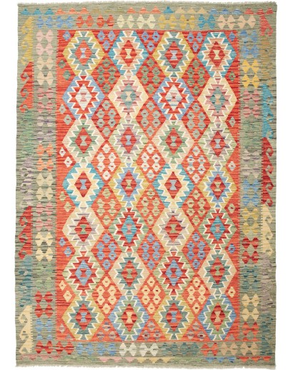 Tappeto Kilim Afghanistan marrone azzurro 180x251