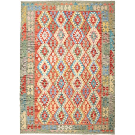 Tappeto Kilim Afghanistan marrone azzurro 180x251