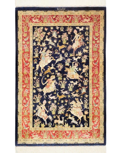 Tappeto Ghom seta Persia grigio 97x147