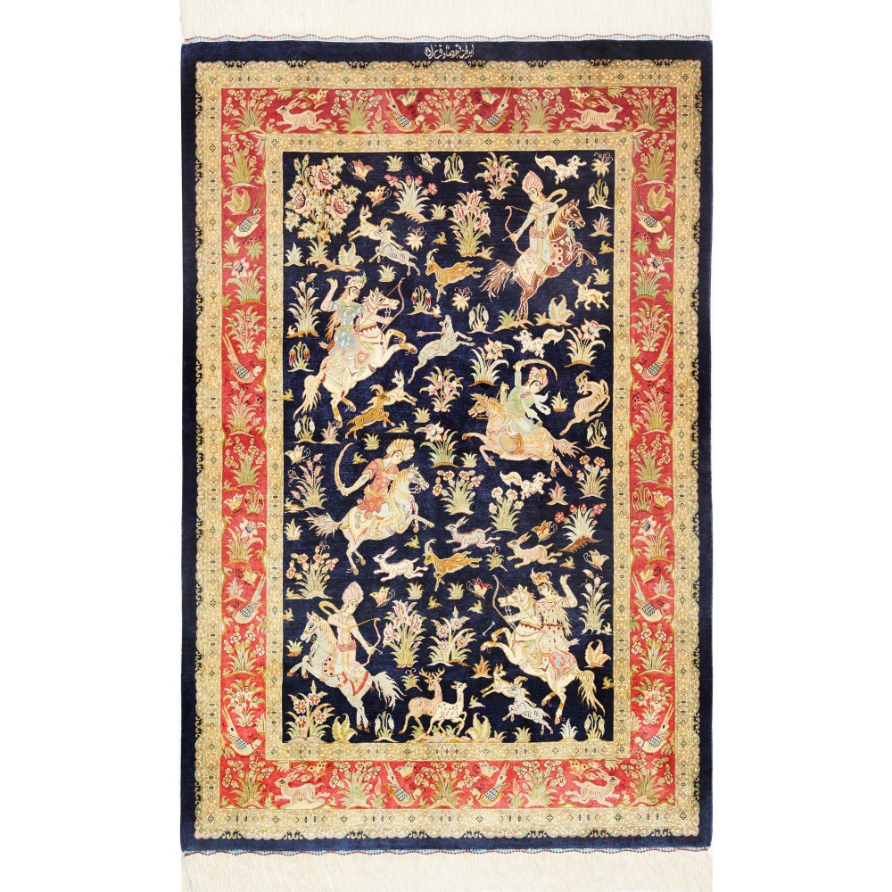 Tappeto Ghom seta Persia grigio 97x147