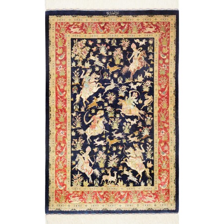 Tappeto Ghom seta Persia grigio 97x147
