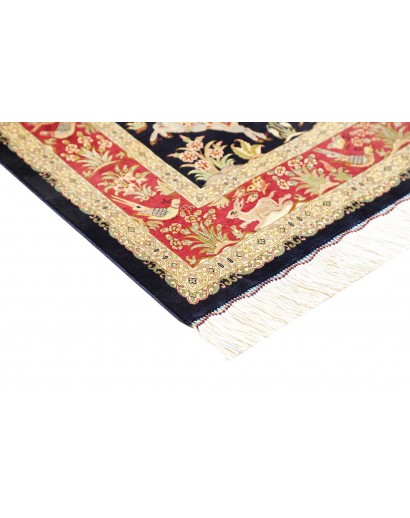 Tappeto Ghom seta Persia grigio 97x147