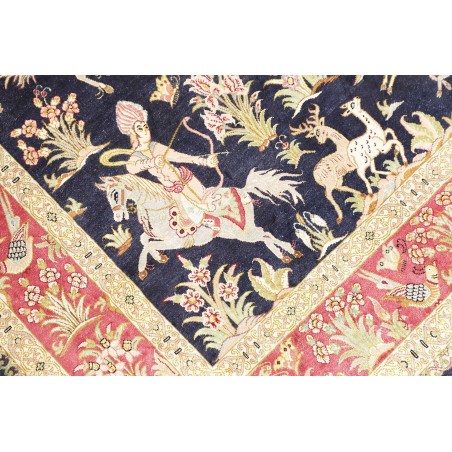 Tappeto Ghom seta Persia grigio 97x147