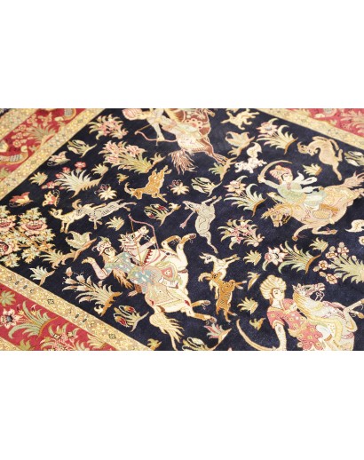 Tappeto Ghom seta Persia grigio 97x147