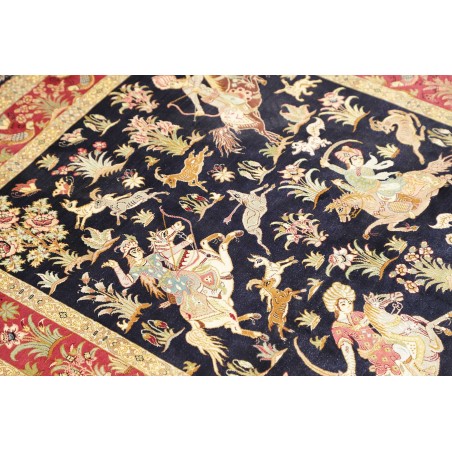 Tappeto Ghom seta Persia grigio 97x147