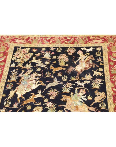 Tappeto Ghom seta Persia grigio 97x147