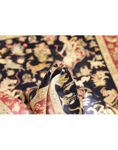 Tappeto Ghom seta Persia grigio 97x147