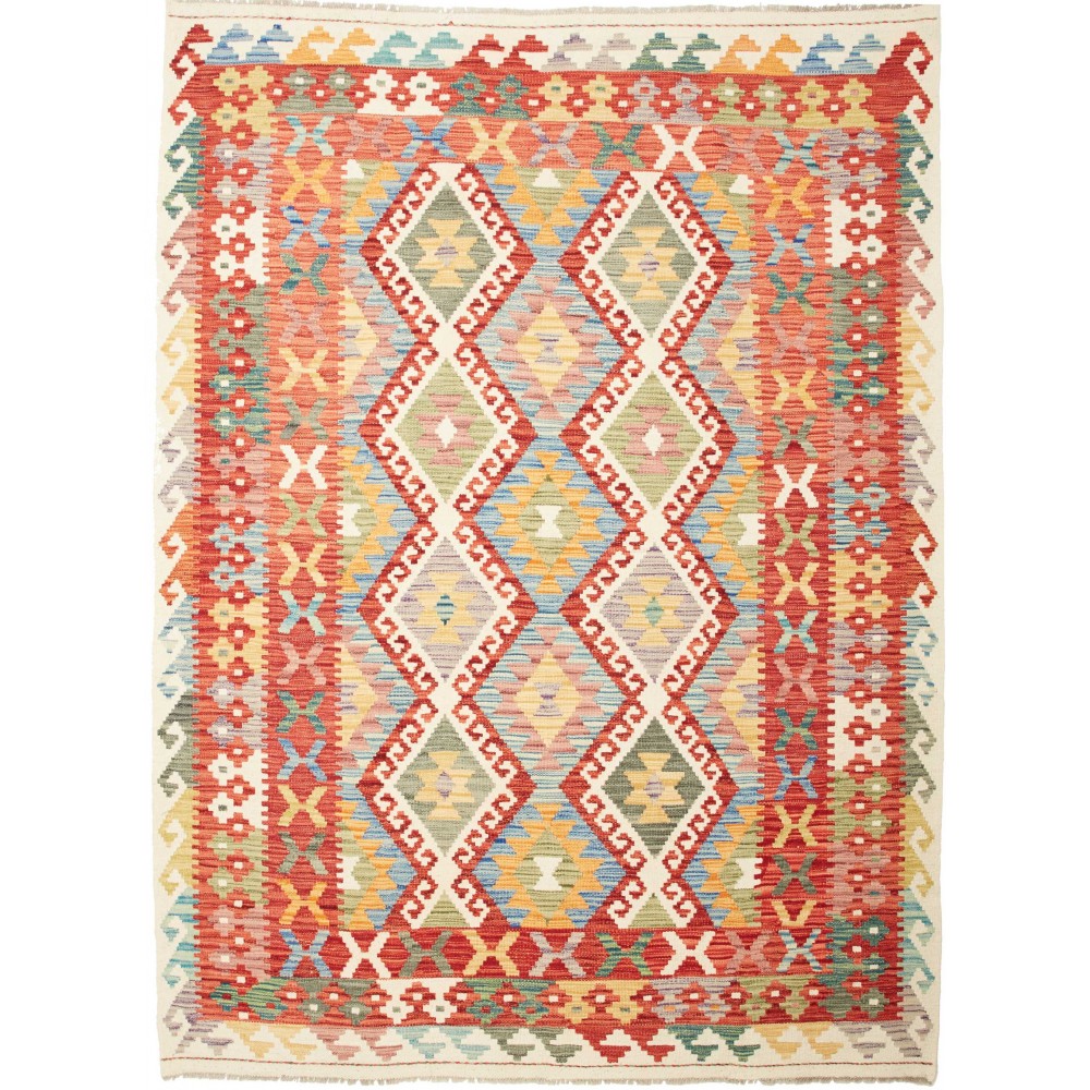 Tappeto Kilim Afghanistan marrone bianco 172x235