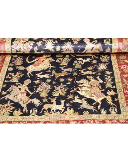 Tappeto Ghom seta Persia grigio 97x147
