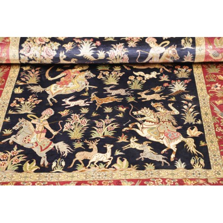 Tappeto Ghom seta Persia grigio 97x147