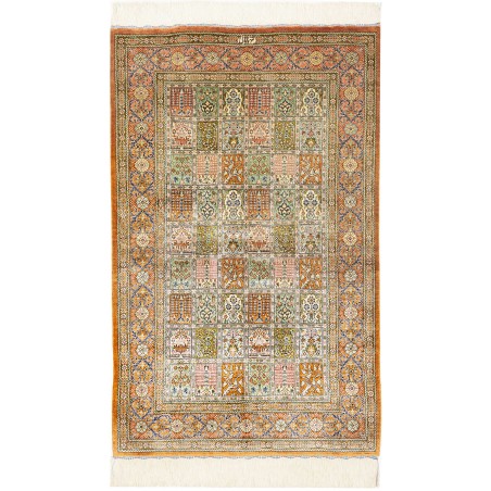 Tappeto Ghom seta Persia giallo marrone 77x123