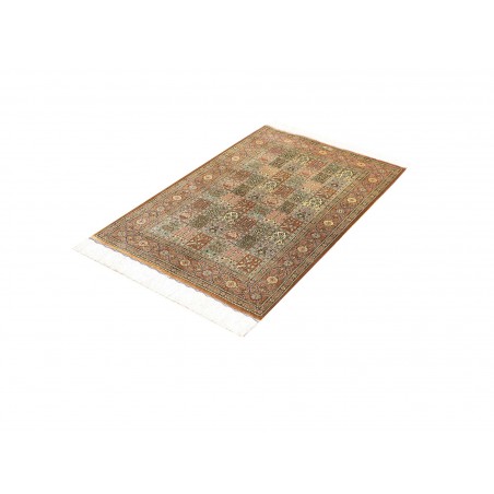 Tappeto Ghom seta Persia giallo marrone 77x123