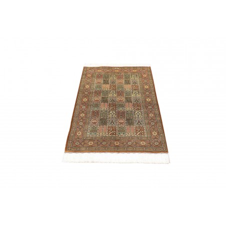 Tappeto Ghom seta Persia giallo marrone 77x123